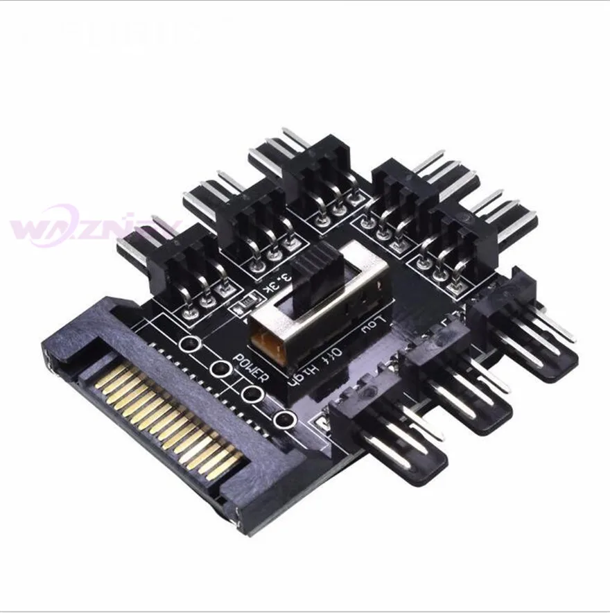 Multi Way Splitter Cooler Cooling Fan Hub With switch LED PC Computer IDE / SATA 1 to 10 4 pin 4PIN 12V Power Socket PCB Adapter