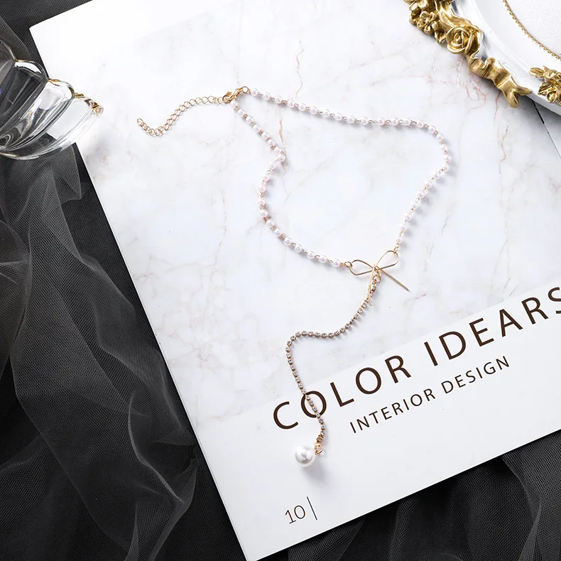 

JUHU Simple Pearl Pendant Short Net Red Necklace Tide Korean Version Of Personality Niche Neck Chain Neck Strap