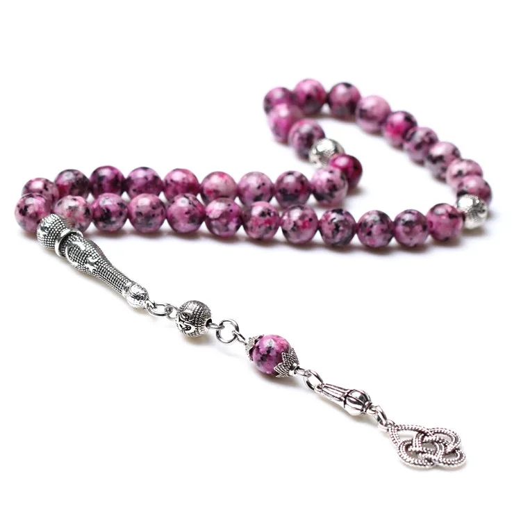 

Wholesale Pink Stone Muslim Rosary 33 8mm Islamic Prayer Beads Tassel Tasbih