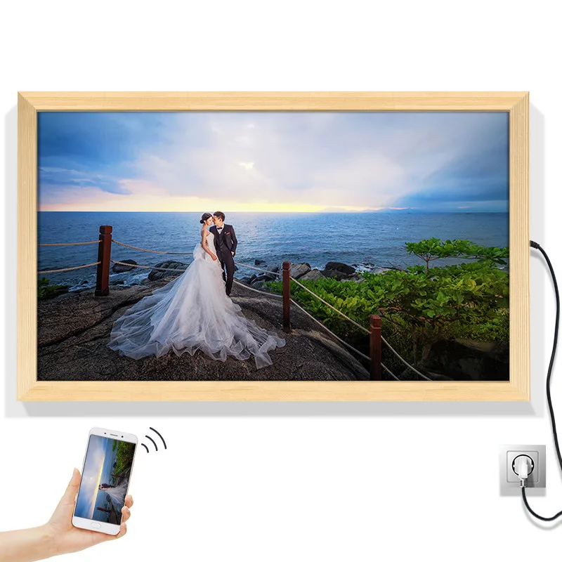 

ultra-thin hd digital photo frame wallmount wifi wooden led base photo frame digital android