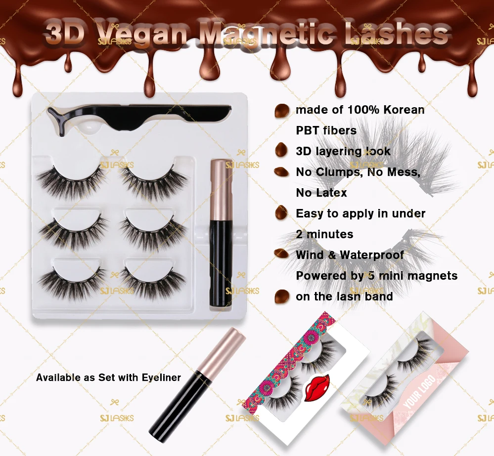 

5 Pieces Magnet 3D Vegan Magnetic Eye Lashes, Black