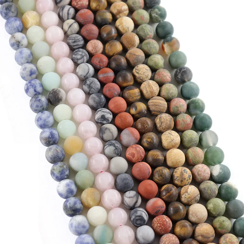 

4MM Frosted Natural True Stone Agate Beaded Jewelry Gemstone Crystal Agate Round Loose Beads for Bracelet Necklace Accessories