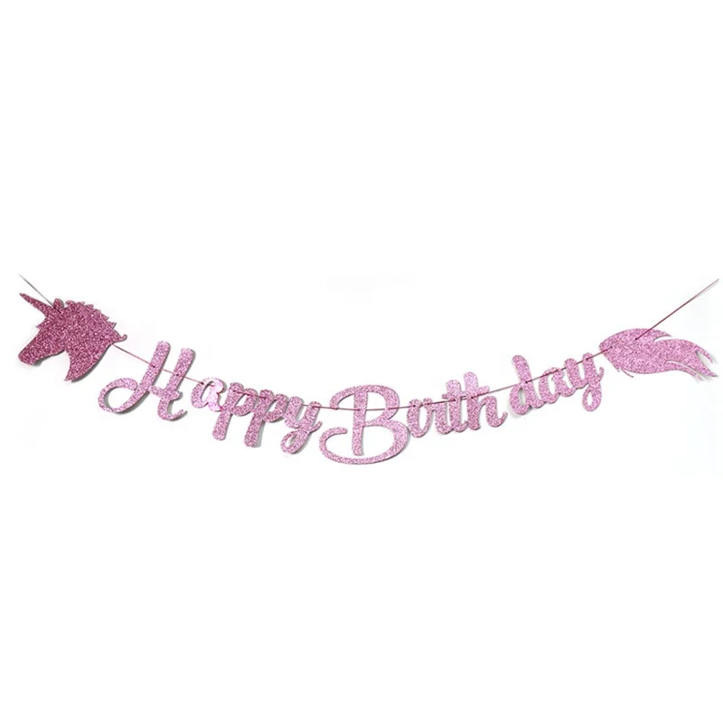 

Free Shipping Unicorn Happy Birthday Banner Party Decoration Rose Gold Unicorn Banner