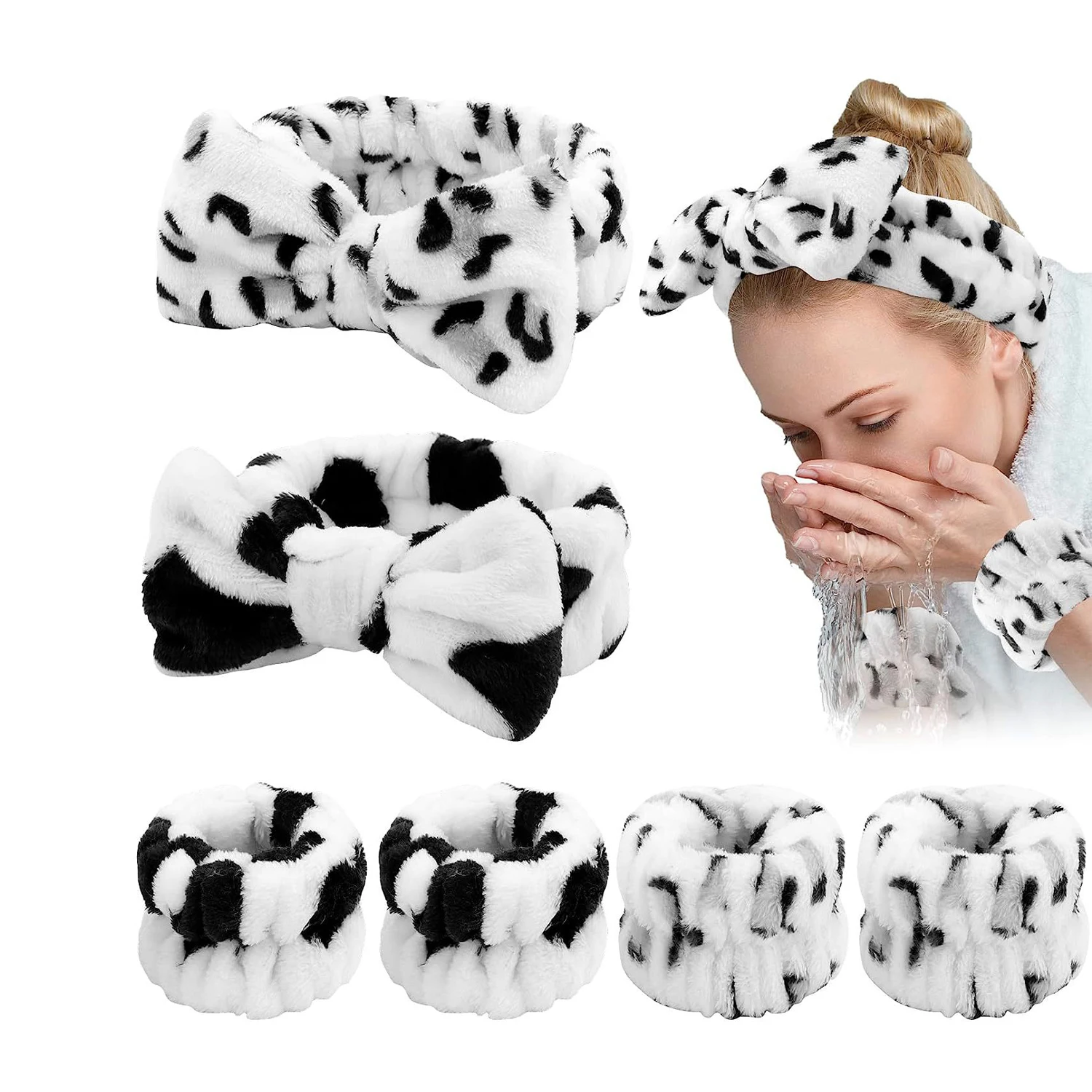 

Customized Hair Accessories Sets Face Towel Wash Skincare Flannel wristband Sponge Makeup Spa Headband