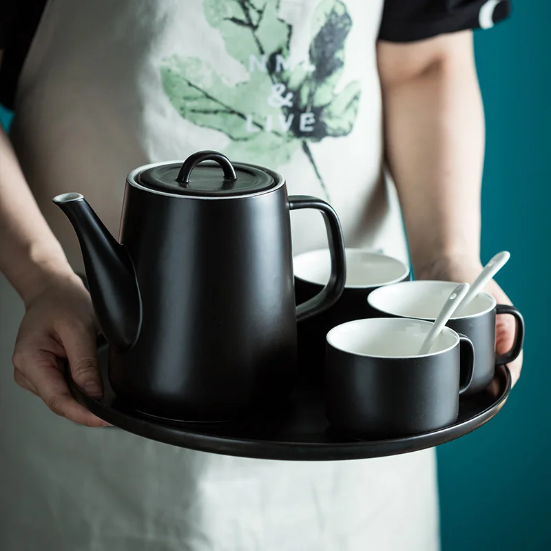 Wholesale elegant design teaware matte blue porcelain coffee tea set for restaurant.jpg