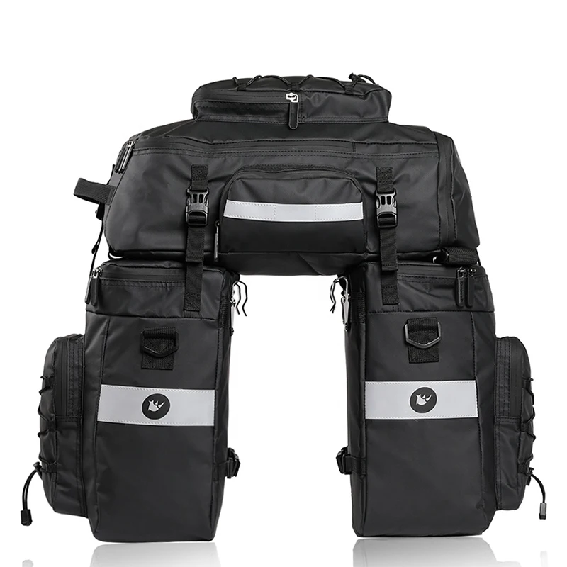 

Multi-functional Big capacity 3 in 1 cycling bicycle Bike Pannier Waterproof Bicycle Saddle Bag, Black
