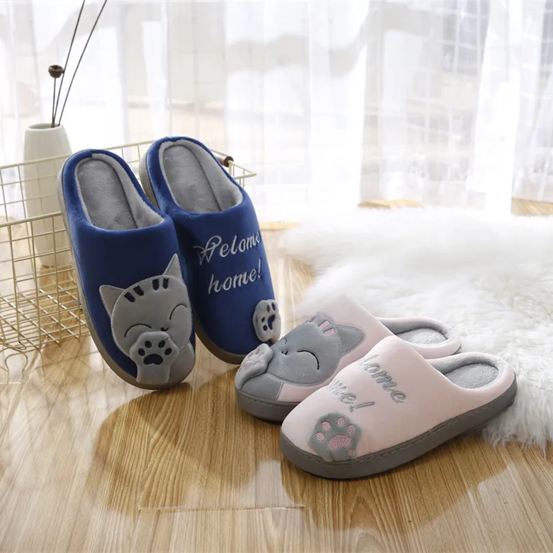 

HF New shoes lucky cat women cartoon winter wool cute home bedroom warm month cotton side slippers