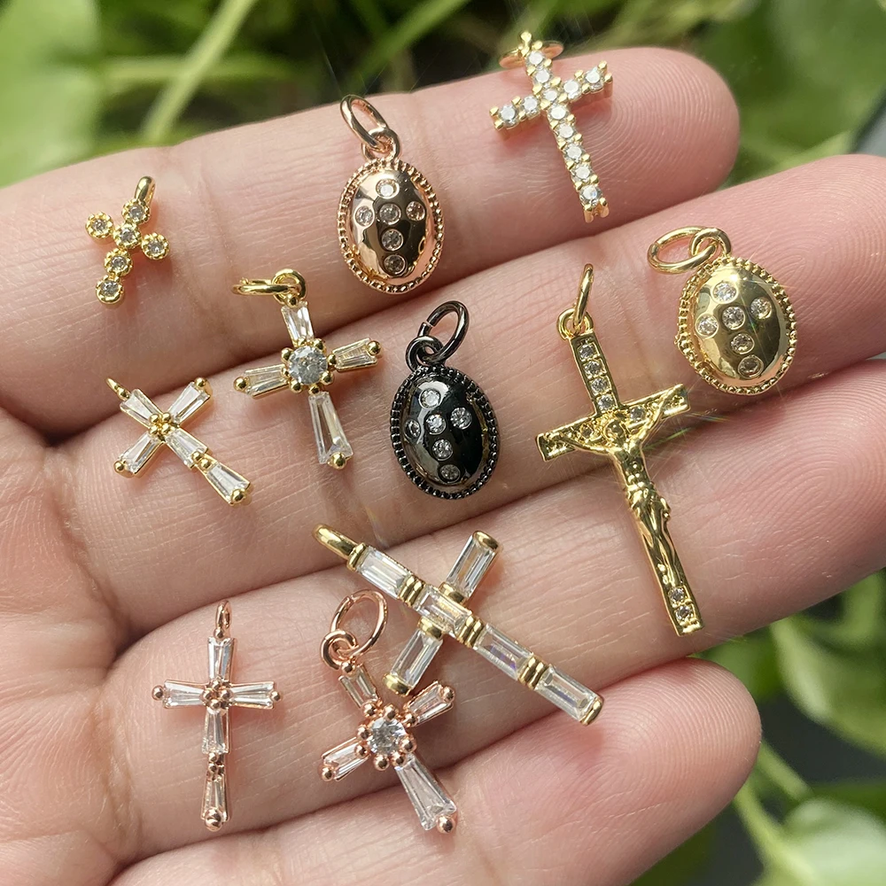 

Mini Cross Pendant Charms 18k Gold Plated Bling Cubic Zirconia Jesus Cross Pendant Women Earrings Accessories Jewelry 2022, Gold/silver/rose gold