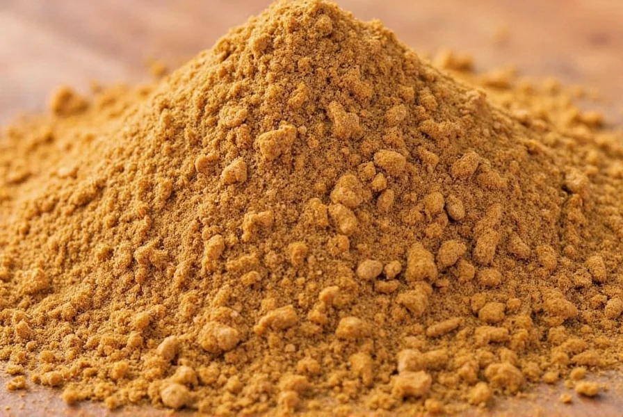 Close-up of cumin powder in a spice jar with whole cumin seeds