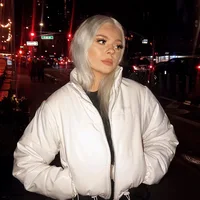 

winter thick long jacket women Parka Reflective long coat zipper fly turtleneck streetwear female fashion warm jacket clothes