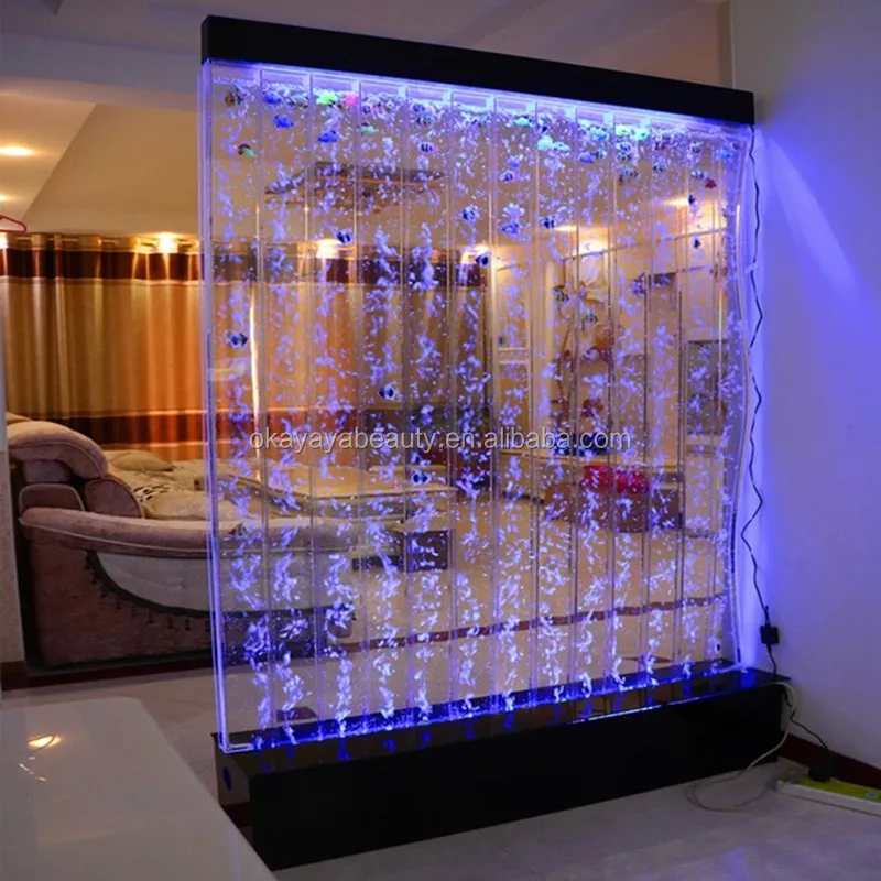 

Indoor livingroom furniture led light color dancing bubble wall water panel acrylic water bubble wall