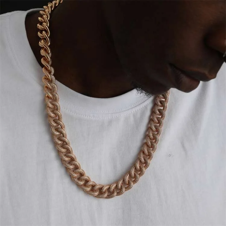 

6 USD SHIPPING 10m cz custom iced out hip hop gold plated chaine cadenas cubanas miami cuban link chains necklace for men women, Gold platinum