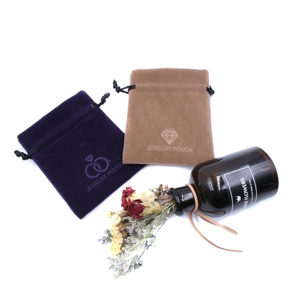 

Velvet Drawstring Jewelry Pouch With a Custom Drawstring Logo and jewelry bags For girls, Grey or custom