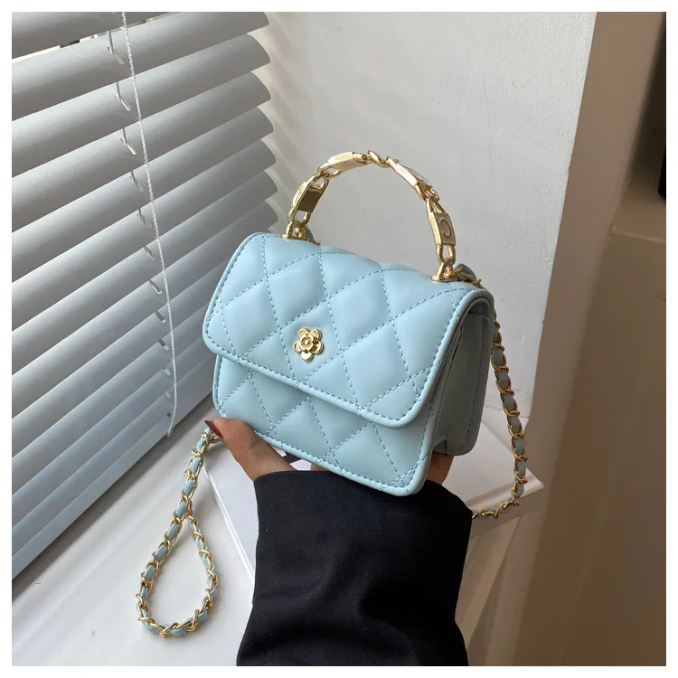

Hot sale fashion chains shoulder bag pretty metal handle ladies mini purse handbags