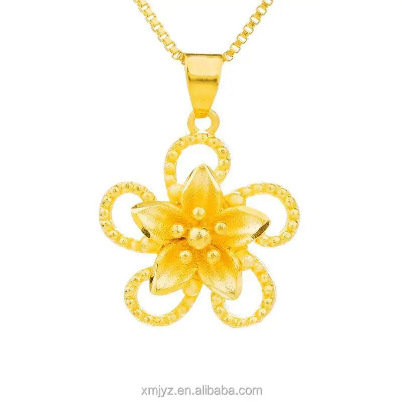 

Vietnam Placer Gold Japanese And Korean Fashion Copper-Plated Gold Flower Pendant Women's Pentas Lanceolata Necklace