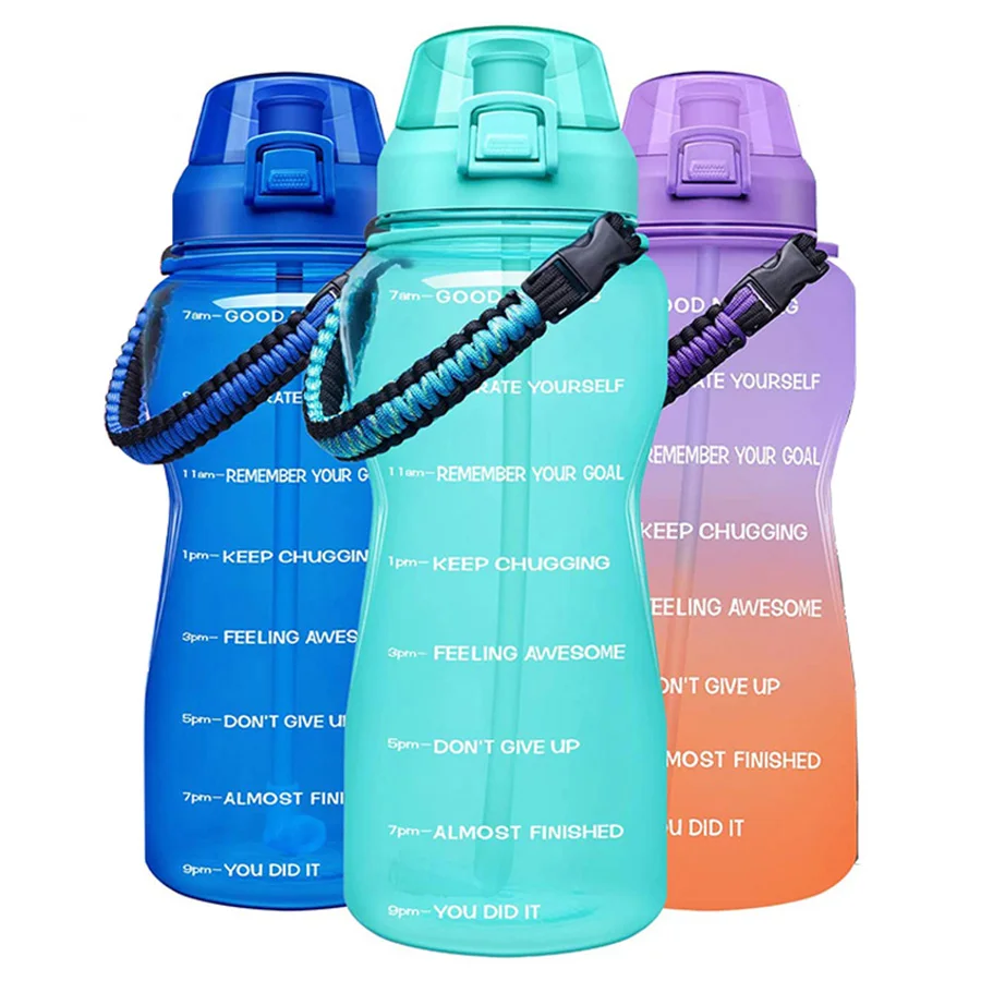 

Sport Portable Bpa Free Motivational Large Capacity Frosted Plastic Water Bottles With Time Marker Straw For Fitness Gym Sports, Customized color