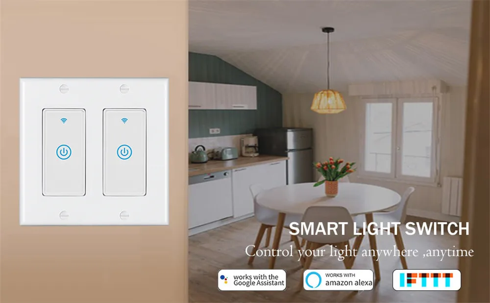 Zigbee 2GANG US Switch/Smart Wireless Light Switch Wifi Touch Switch - ANKUX.COM