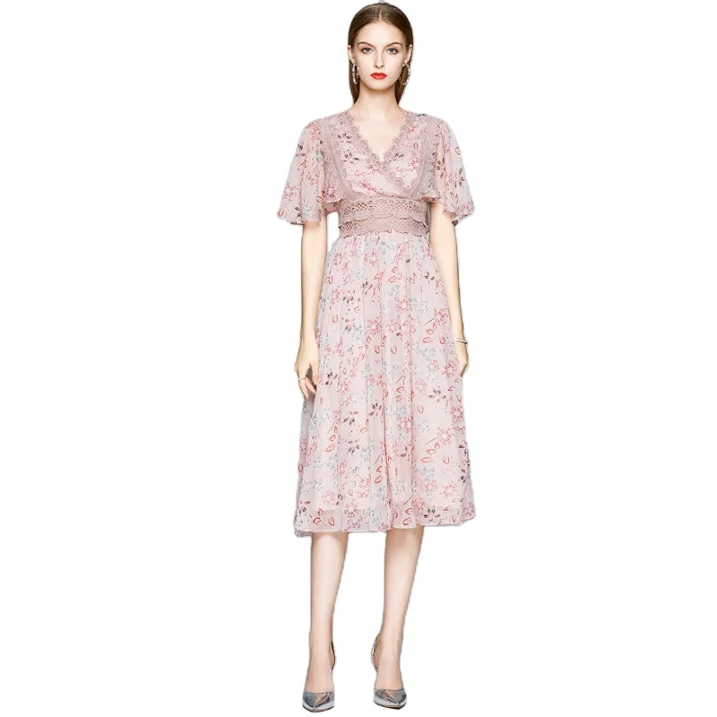 

Summer 2021 new women's chiffon floral temperament is slim skirt fairy super fairy casual dress