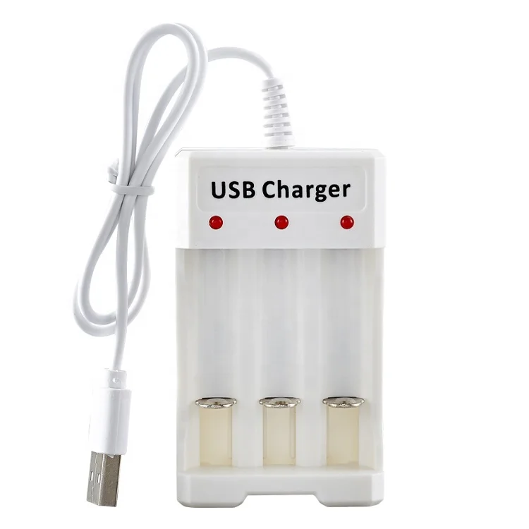 

3 Slots White Ni-CD Ni-MH Battery Charger USB Charger for AA AAA Free Sample