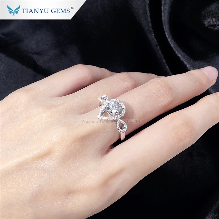 

Tianyu gems moissanite engagement rings 10k white gold material popular design diamond ring