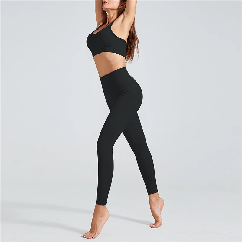 

2021 Women Yoga Set Sleeveless Sportswear 2-Piece Gym Yoga Clothes Sports Bra And Leggings Running Wear Skinny Sports Suits, Customized color