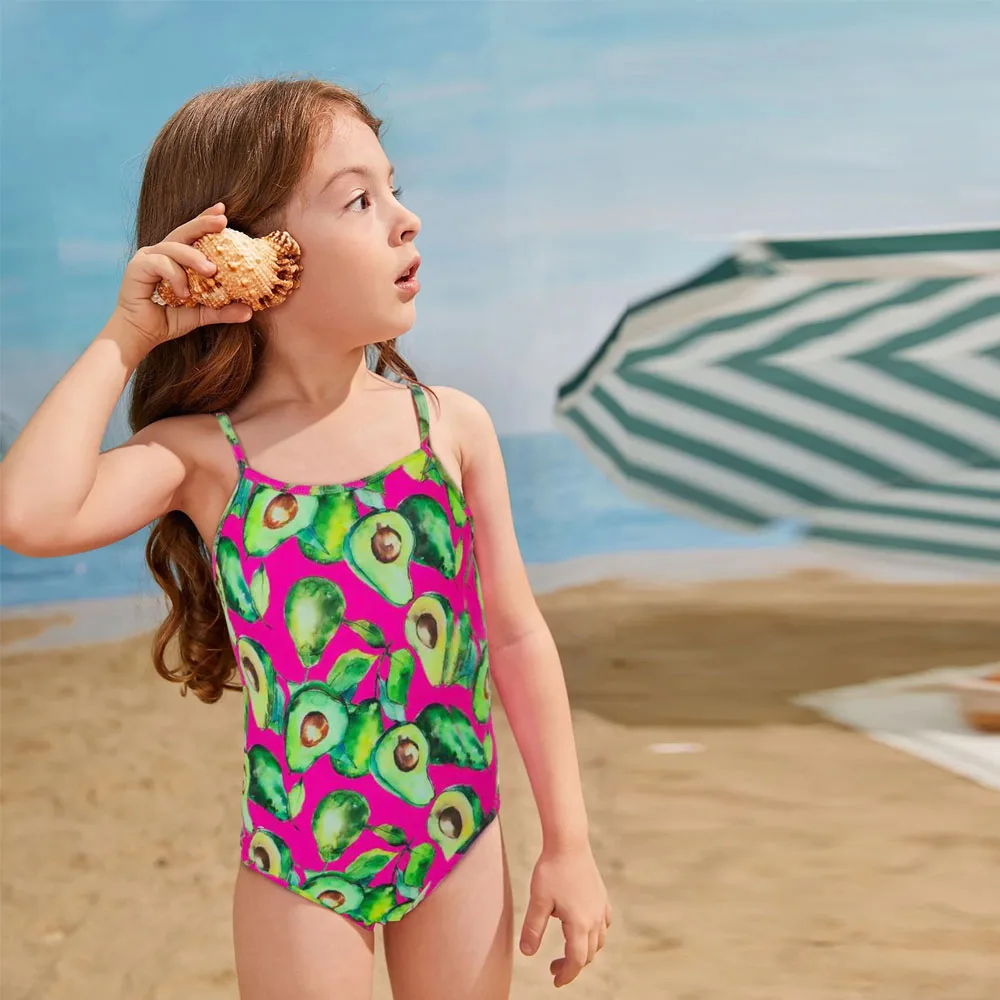 

Wholesale Kids Swimsuit Cartoon Print Halter Lace Up Children Swimsuit Fashion Girl Swimsuit