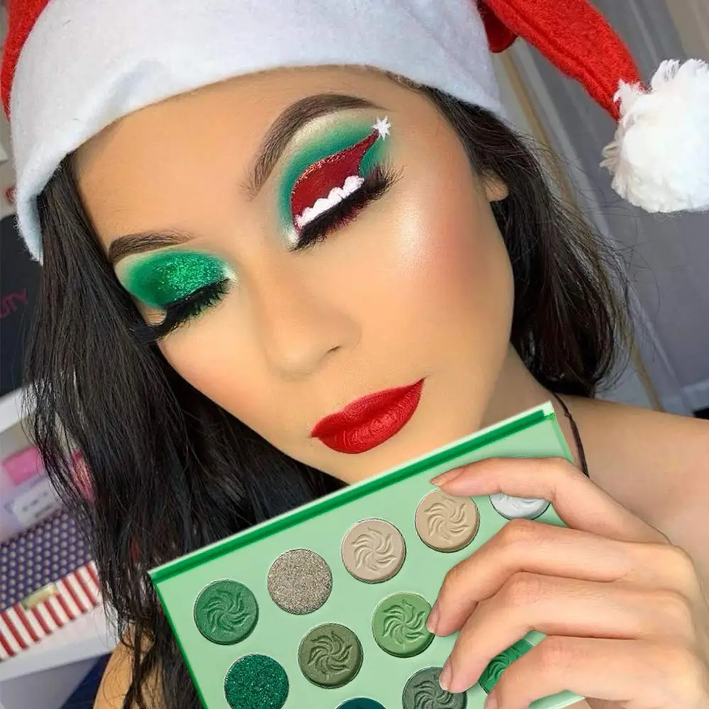 

15 Color Bright Eye Shadow Christmas Makeup Palette Matte Shimmer Glitter Highly Pigmented Vegan eyeshadow palette