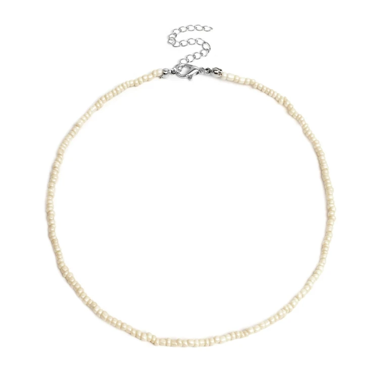 

NUORO Contracted Fashion White Rice Beads Adjustable Clavicle Chain Women Handmade Jewelry Colorful Seed Beaded Choker Necklace
