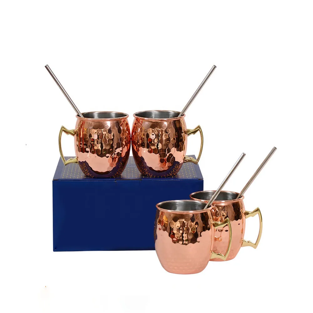 

Copper Moscow Mule Mugs Hammered Cups Stainless Steel Copper Plating Gold Handles copper mug, Rose gold