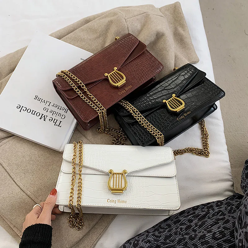 

2021 Wholesale Ladies Luxury Crocodile pattern Hand Bags Chain Handbags Famous Purses For Women