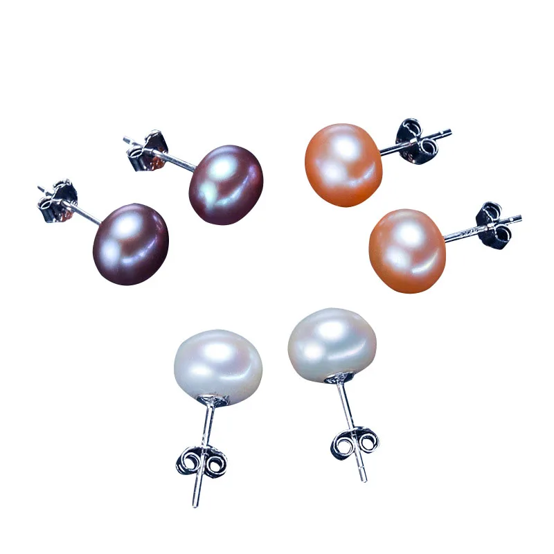 Freshwater pearl  earring  925  sterling silver stud earrings for wedding 2-13 mm pearlAAA grade