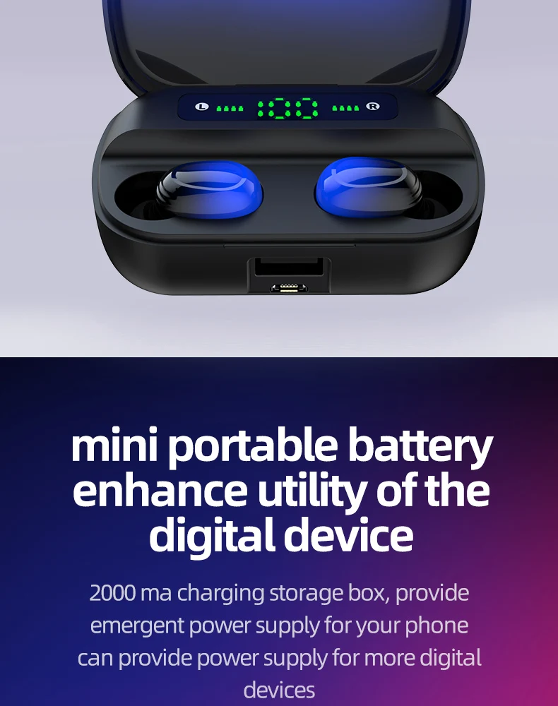 HBQ Q82 V5.0 Mini TWS Wireless Bluetooth Earphone 20H Play Time Wireless Headphones Bluetooth Headset With Mic for Phone - ANKUX.COM