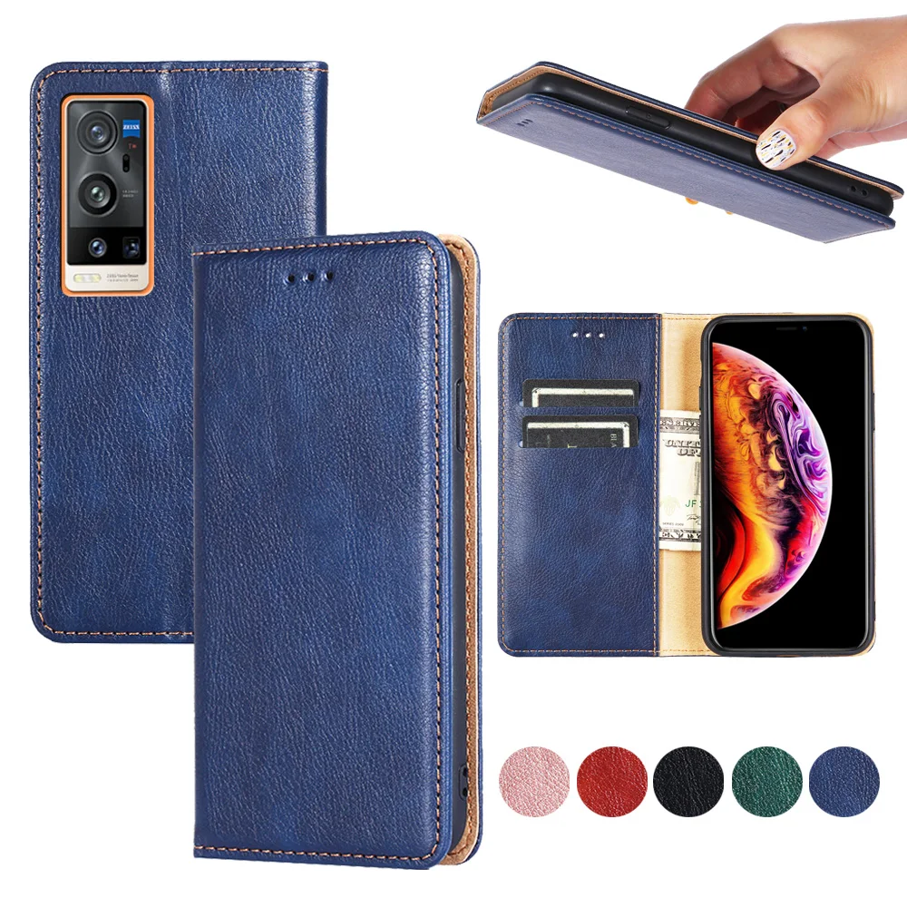 

For VIVO X60 Pro Y72 5G IQOO Z3 Wallet Mobile Cover Back Cover Luxury Leather Phone Case, 5 colors for your choose