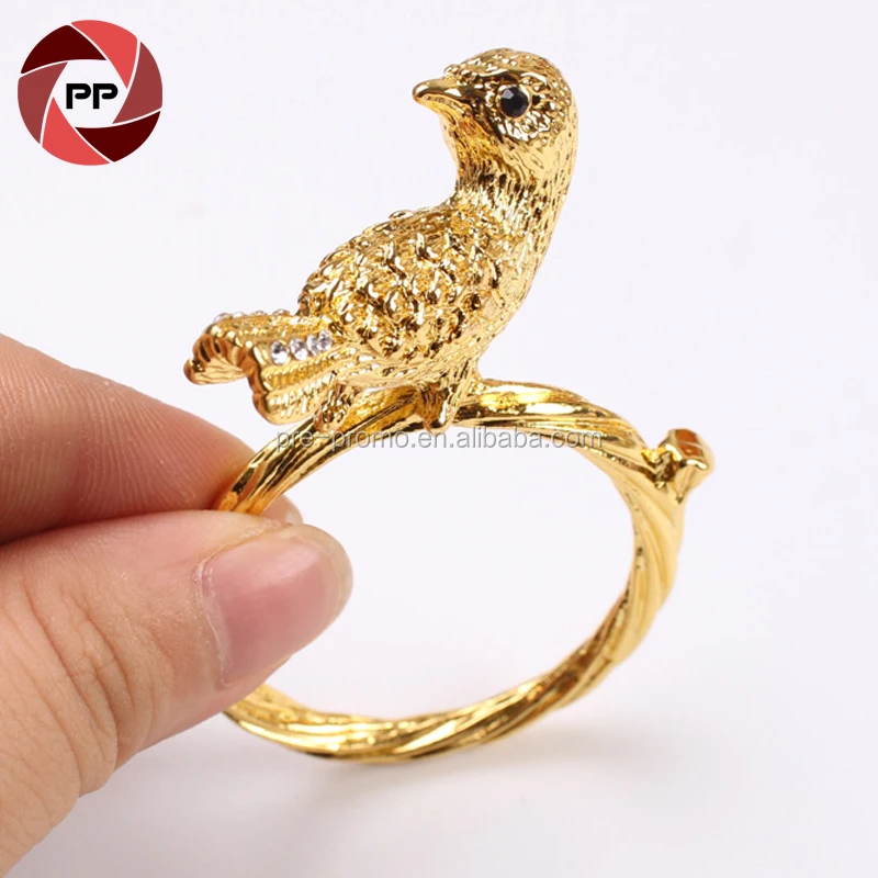 

Metal gold bird napkin ring, wedding bird napkin ring