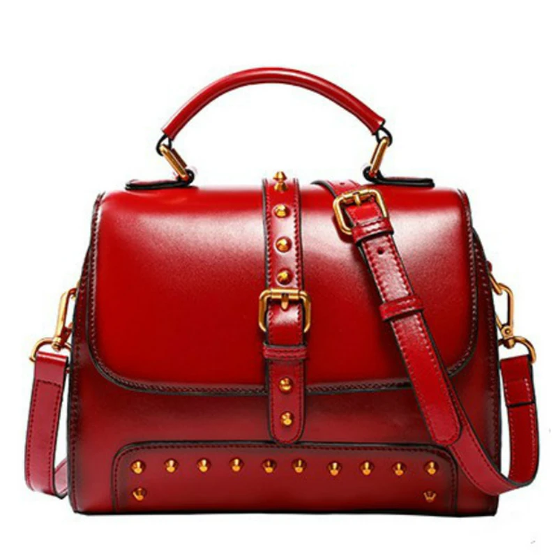 

Noble And Elegant Hot-selling Ladies Handbags Handmade Cowhide Retro Shoulder Bag Factory Direct Metal Rivet Diagonal Bag YGH375