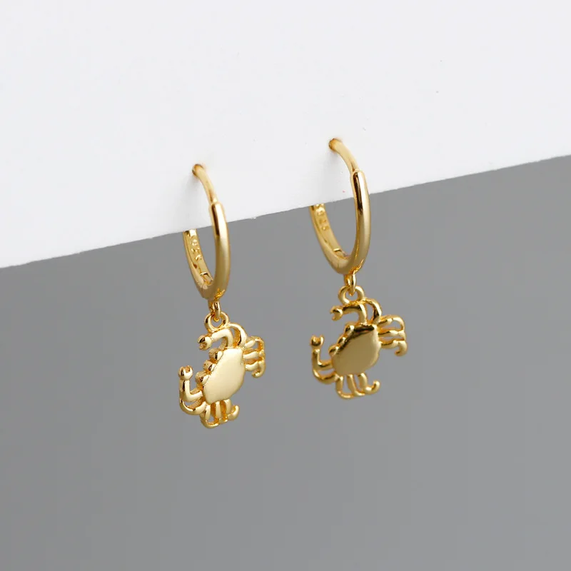 

Women 925 Earring Findings Jewelry Gold Plated Crab Charm Earrings Women Hoop Punk Earrings