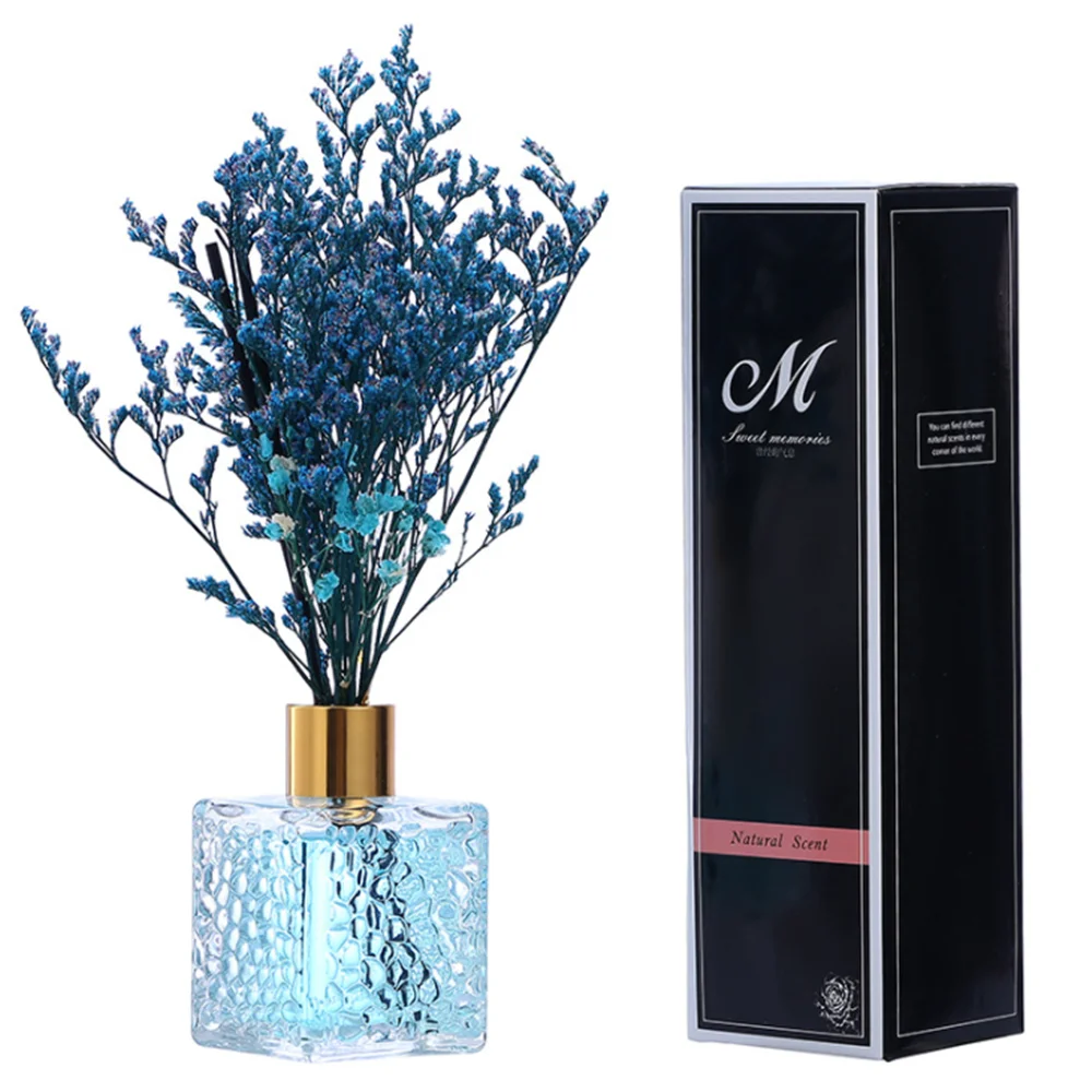 

Home use 80ml Dried Flower Aromatherapy essential oil Aroma Reed Diffuser, Blue,pink,green