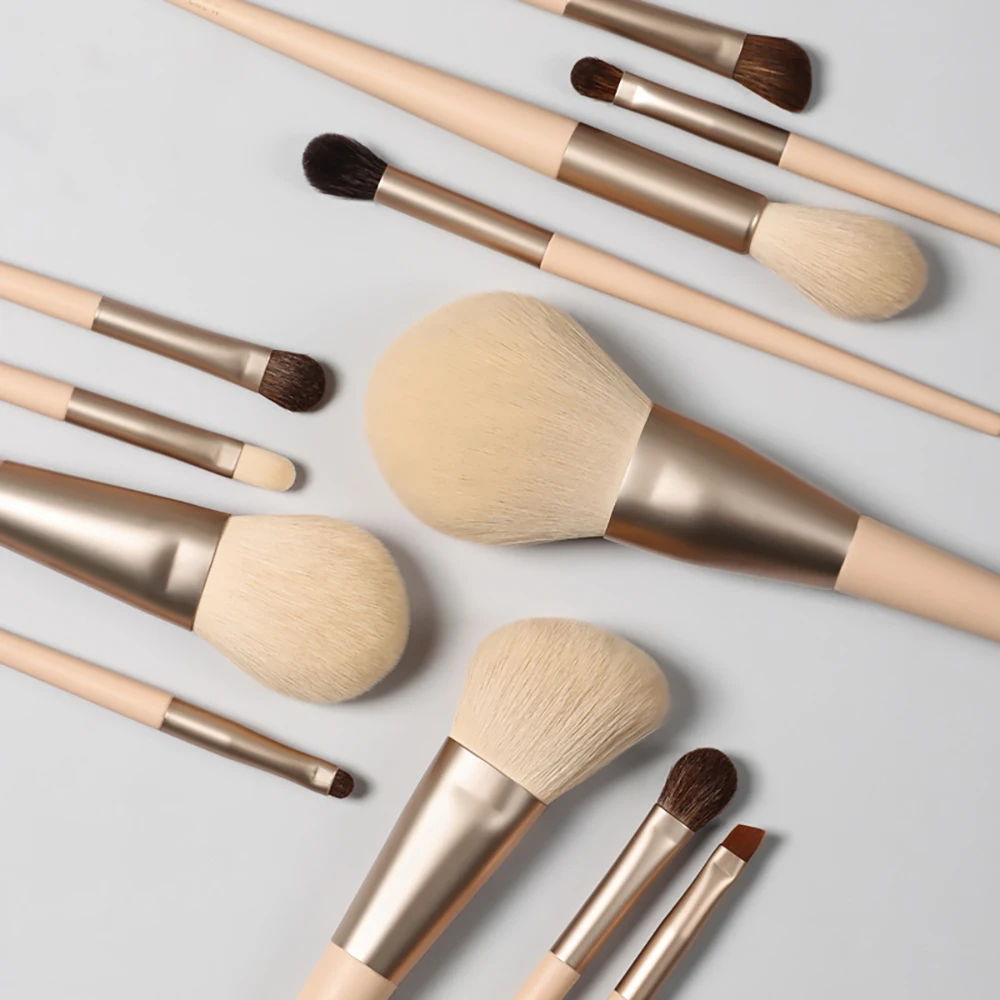 

12PCS makeup brush set Foundation Powder brush with kabuki vegan hair Cruelty-Free Synthetic Fiber, Multiple color