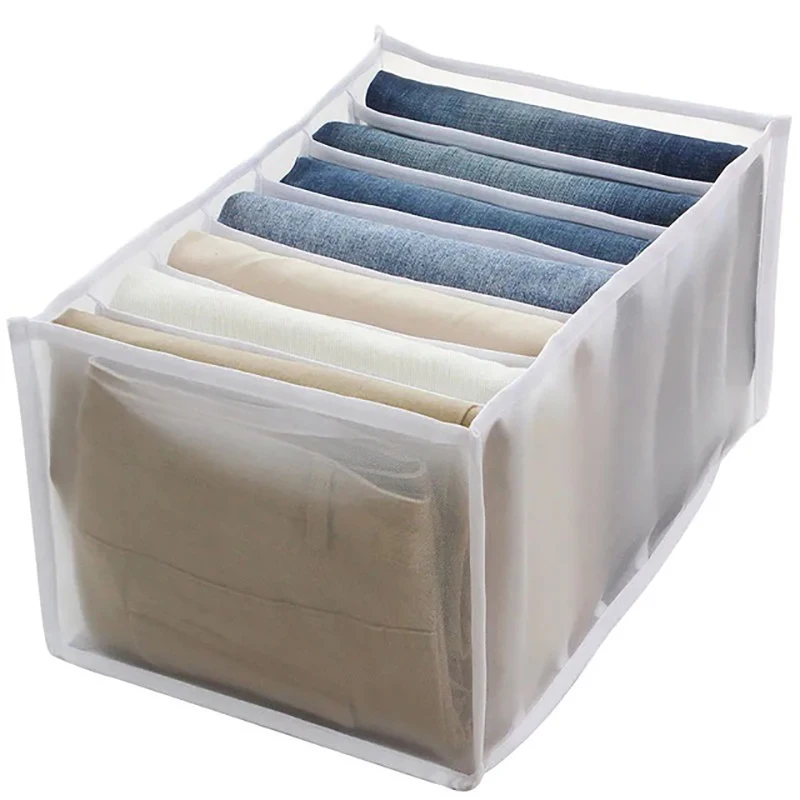 

Jeans storage box closet clothes drawer mesh compartment stacking pants clothes storage boxes