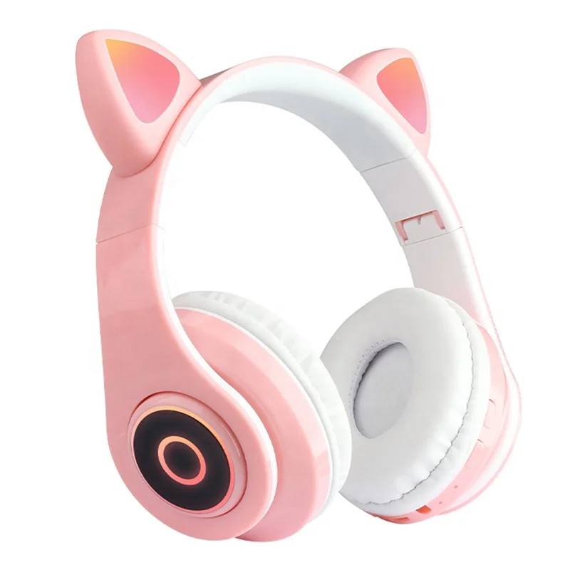 

Led Colourful Light Kids Kitty Wireless Headset Cat Ear Audifonos B39 Headphones
