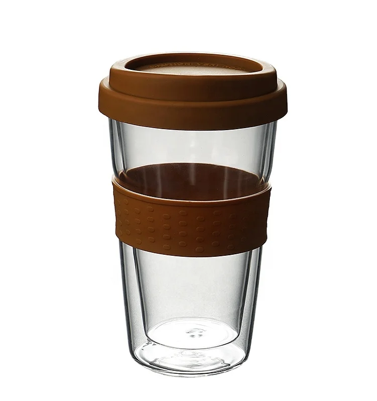 

Coffee Cup Coffee Travel Mug Hot Sale  Reusable Glass with Lid Double Wall Glass Cheap 250 Ml Mugs Clear for 1 Users Round
