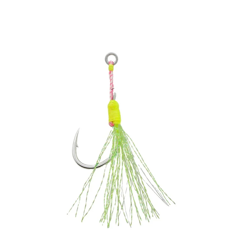 

JK STLS-L High Carbon Steel Single Barbed Fishing Hook Glow Salt-Resistance Deep Sea Fishing Jigging Assist Hook Set