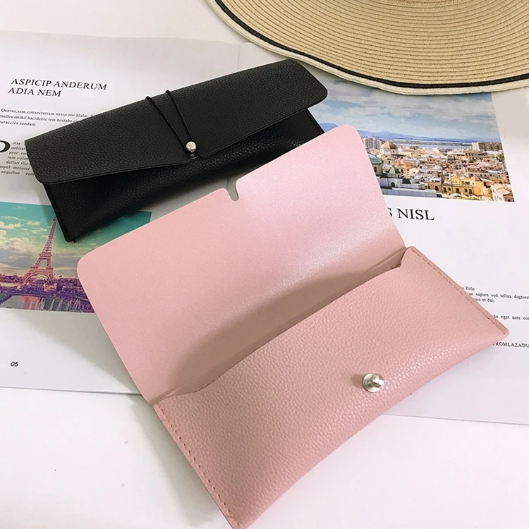 

DL Glasses 2021 Wholesale new arrivals soft folding eyeglasses case retro leather sunglasses case, Customized color