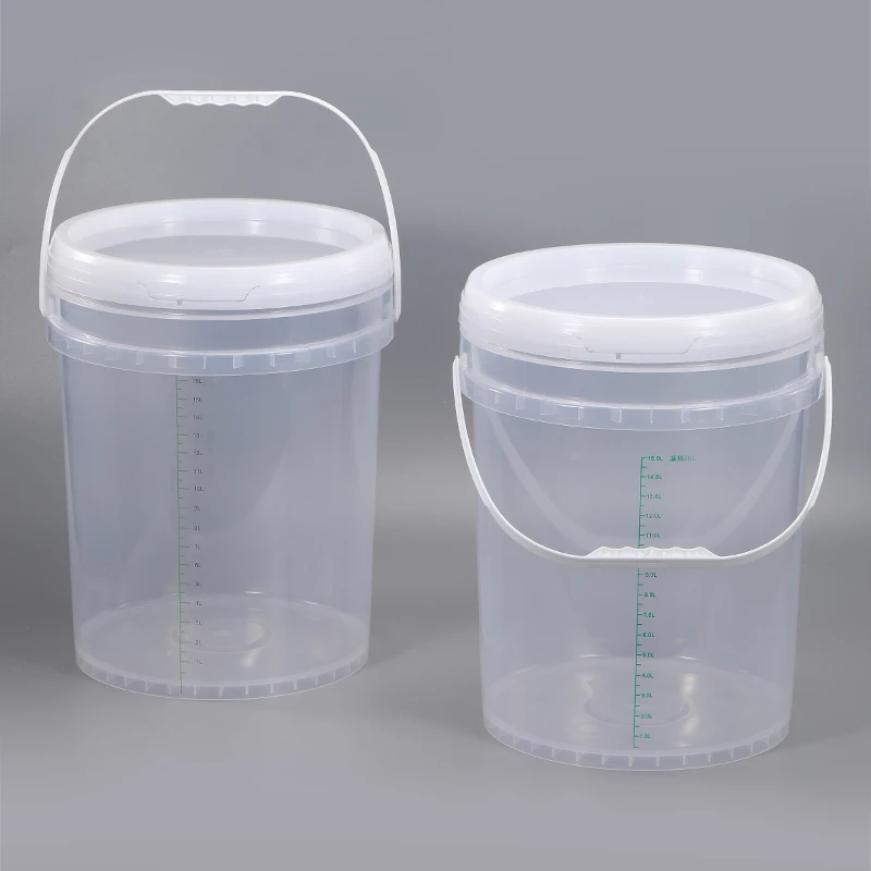 Factory Hot Sale 20L 5 Gallon Transparent Plastic Bucket With Lids Graduated Measuring Plastic Mixing Buckets