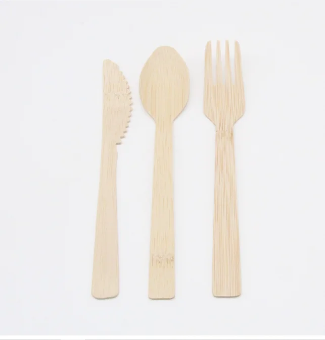 

Biodegradable Bamboo Fork Spoon And Knife Kids Cutlery Dinnerware Sets for Children Cute Cartoon Party Animals OEM, Natural bamboo color