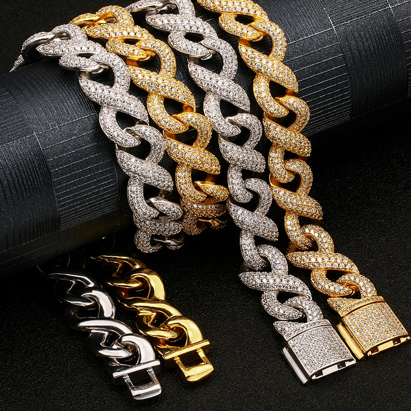 

New S925 16mm Prong Cuban Link Chain Choker Iced Out Necklace For Men Fashion Jewelry