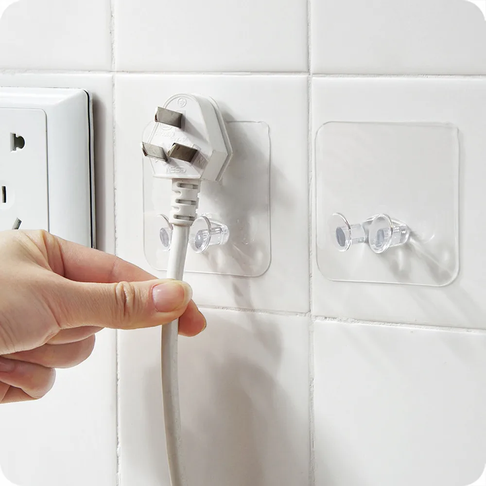 

Wall Storage Hook Power Plug Socket Holder Wall Adhesive Hanger Home Office Kitchen Bathroom Accessories, Transport