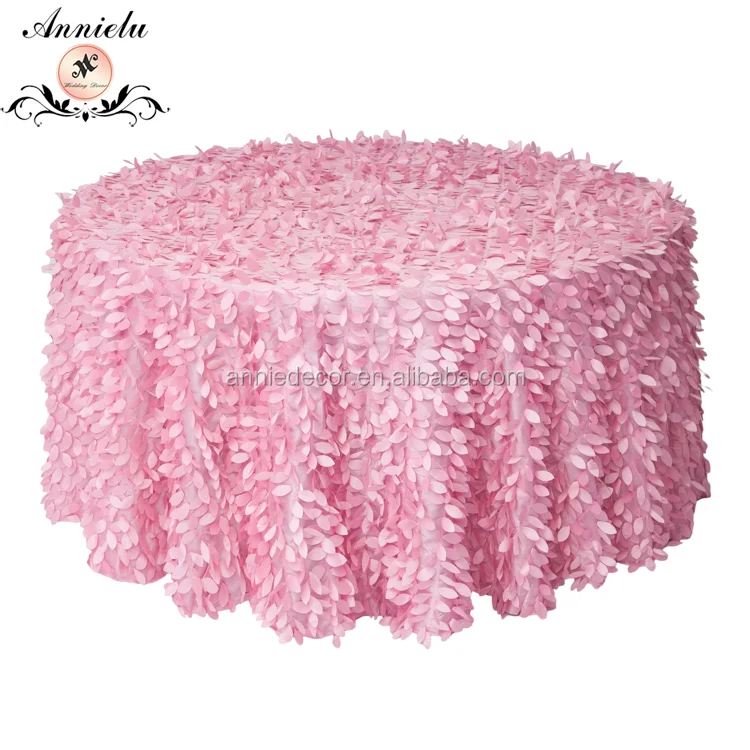 New style pink leaf petal taffeta linen tablecloth wedding