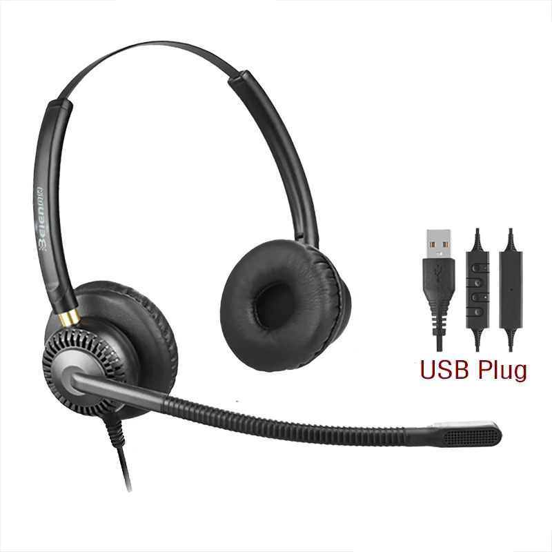 

Amazon Top Sell Custom Logo Wired Telephone Headset Call Center Headphone With Noise Cancellation Mic And Volume Control For PC