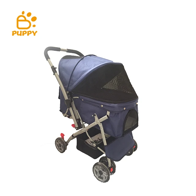 

4 Wheels Dog Cat Jogger Stroller One-Click Folding Travel Pet Carrier Trolley Pet Stroller For Dogs, Blue & customized
